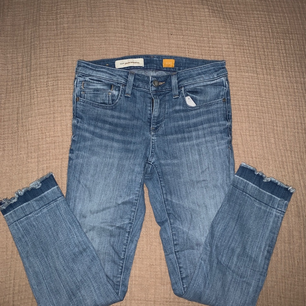 Pilcro and the Letterpress Medium Wash Ankle Jeans with Frayed Cuffs